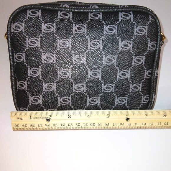 BEBE BLACK & GRAY GOLD MONOGRAM LEATHER CAMERA BAG CROSSBODY PURSE - NWT - Picture 12 of 12